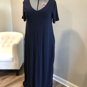 Large Zenana Premium Womens Short Sleeve Blue Dress C6358
